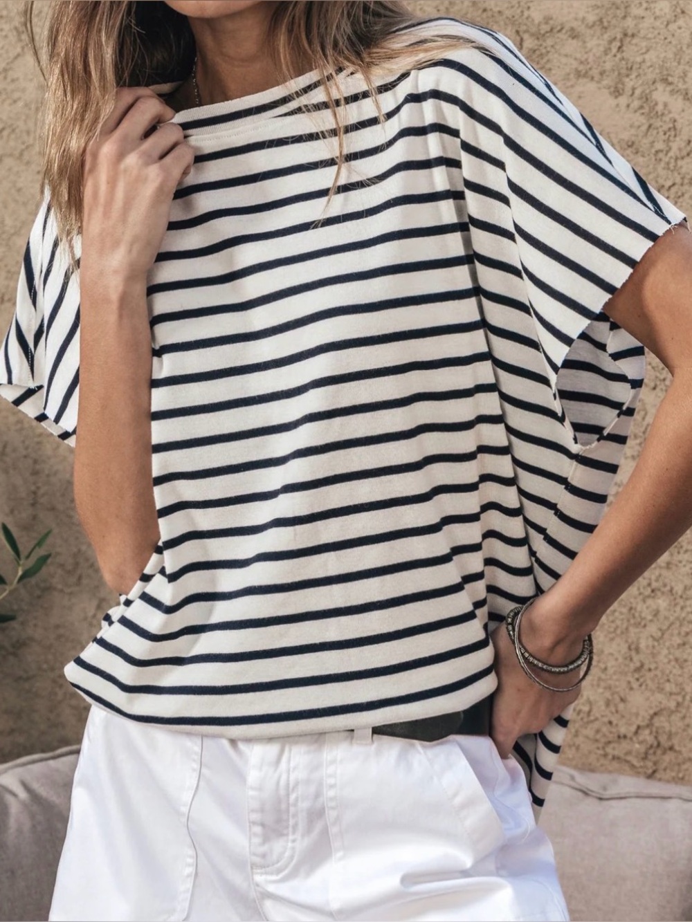 NWT dylan Spring Stripe Caplet w/Raw Edge Small